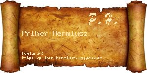 Priher Hermiusz névjegykártya